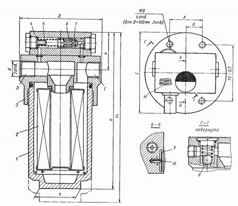 Устройство фильтров напорных гидравлических Ф7М