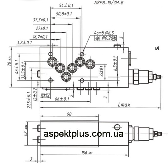 Габаритные и присоединительные размеры МКРВ-10/3МР1, МКРВ-10/3МР2, МКРВ-10/3МР2, МКРВ-10/3МР
