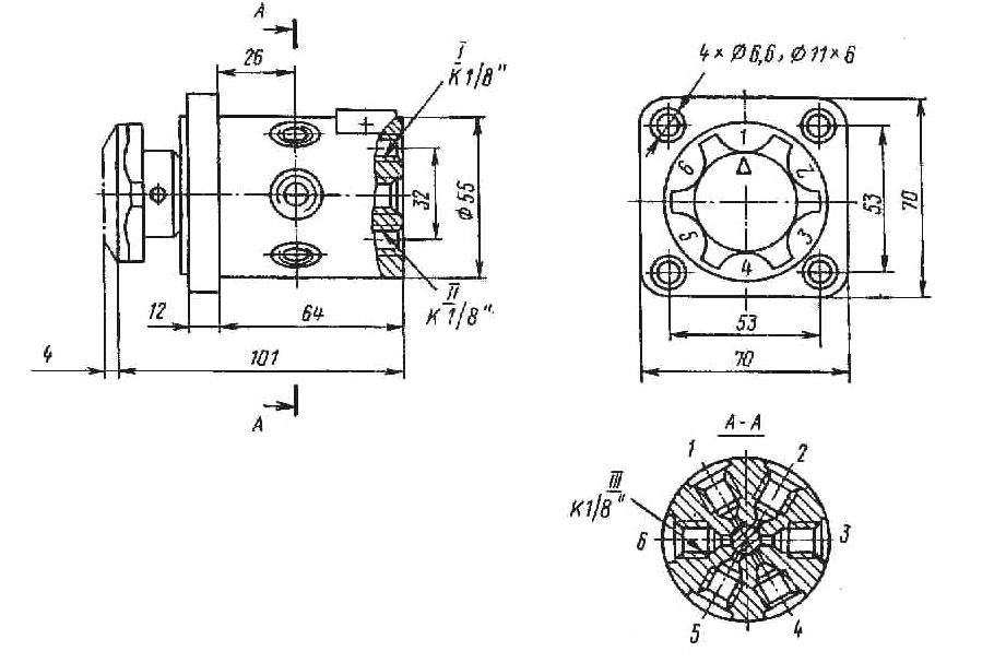 Габаритні і приєднувальні розміри перемикачів манометрів ПМ6-С320, ПМ6-320, ПМ2.1-С320, ПМ2.2-С320