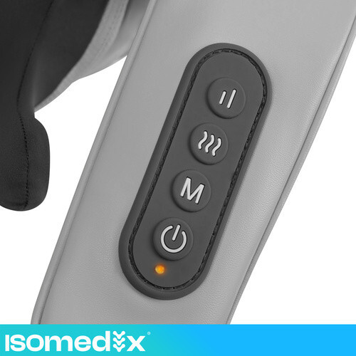 Фото Массажер для шеи Shiatsu беспроводной с подогревом, 22.2W, USB-C, автоотключение, черный. ISOMEDIX