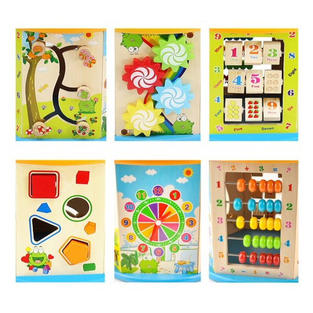 Фото Развивающая игрушка деревянный кубик, сортер, бизиборд KRUZZEL, 22429