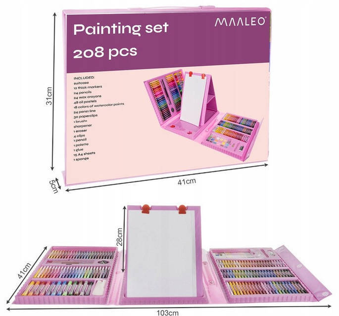 Характеристики Детский Набор для рисования 208 предметов в чемодане MAALEO 17239