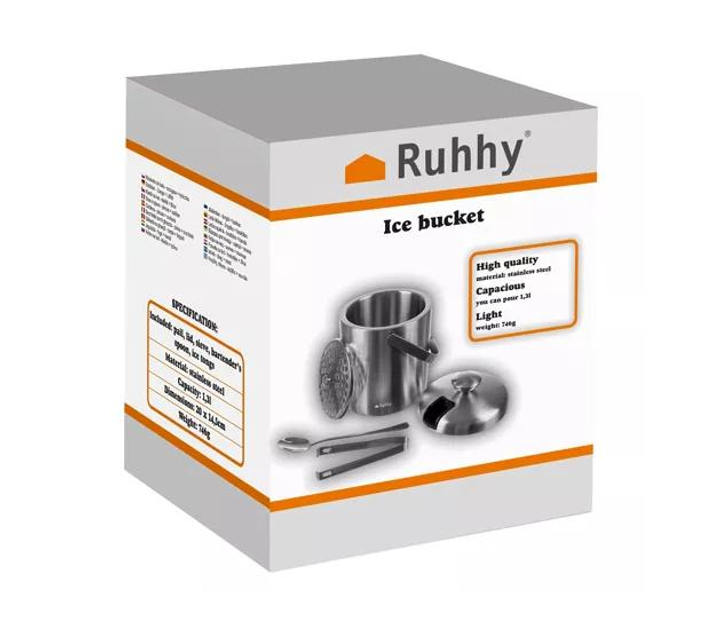 Описание Відерце для льоду - щипці + ложка RUHHY 21159