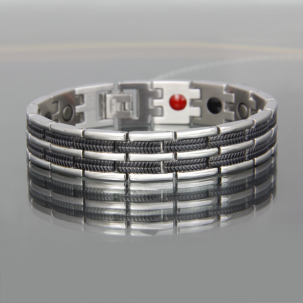 4 in 1 elementi di bio energia salute bracciale nero in carburo di tungsteno