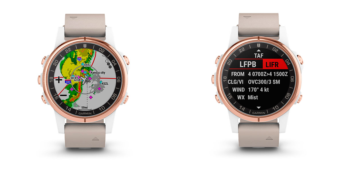 Авіаційний, мультиспортивний годинник Garmin D2 Delta. Накладення даних радара Авіаційний, мультиспортивний годинник Garmin D2 Delta. Накладення даних радара