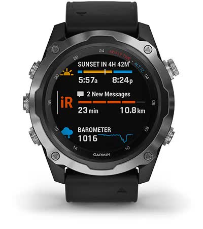 Підключіть Descent Mk2 до пристрою inReach (продається окремо; необхідна активна підписка) для перегляду та відправки повідомлень, отримання попереджень про погоду та запуску SOS-повідомлень Підключіть Descent Mk2 до пристрою inReach (продається окремо; необхідна активна підписка) для перегляду та відправки повідомлень, отримання попереджень про погоду та запуску SOS-повідомлень