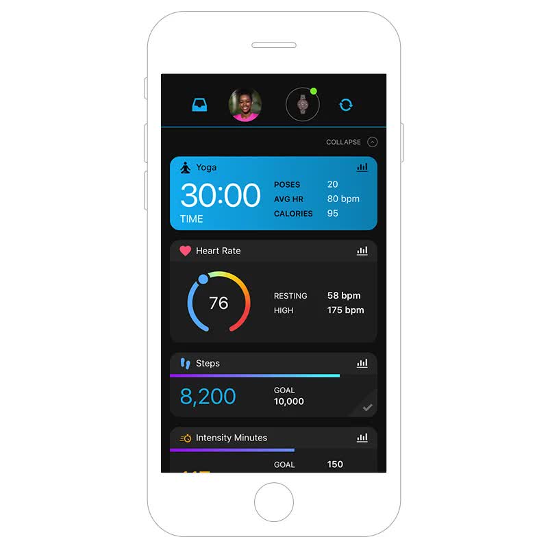 Переглядайте усю інформацію про своє здоров'я та фізичну форму в Garmin Connect, обмінюйтесь даними, отримуйте рекомендації та спілкуйтесь зі спорстменами з усього світу Переглядайте усю інформацію про своє здоров'я та фізичну форму в Garmin Connect, обмінюйтесь даними, отримуйте рекомендації та спілкуйтесь зі спорстменами з усього світу