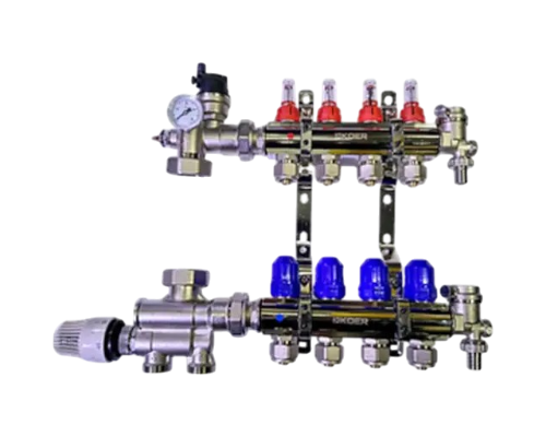 Колектор для теплої підлоги (нижнє з'єднання) на 7 контурів (Чехія)