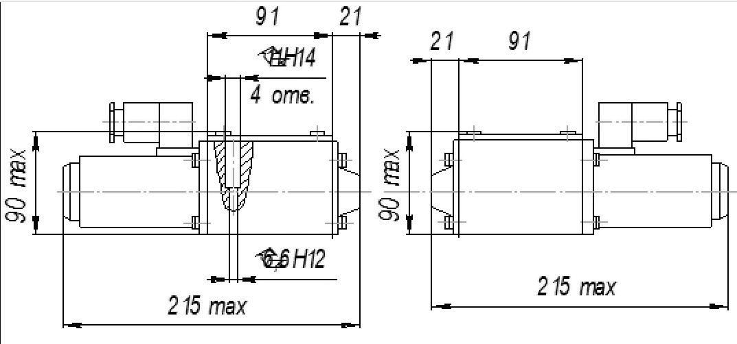 Габаритные и присоединительные размеры в мм гидрораспределителей ВЕ10