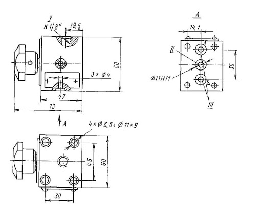 Габаритные и присоединительные размеры переключателей манометров ЗМ2-1-С320, ЗМ2-2-С320, ЗМ2-1-320