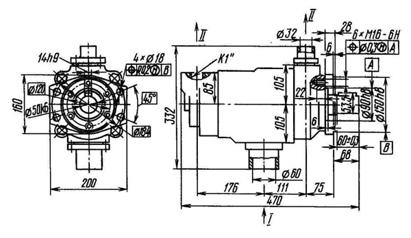 Размеры насосов 50Г12-25, 50Г12-26, 70Г12-25, 70Г12-26, 100Г12-25, 100Г12-26
