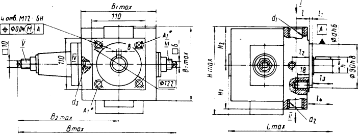 Размеры и габариты насосов Г12-53АМ, Г12-54АМ, Г12-55АМ