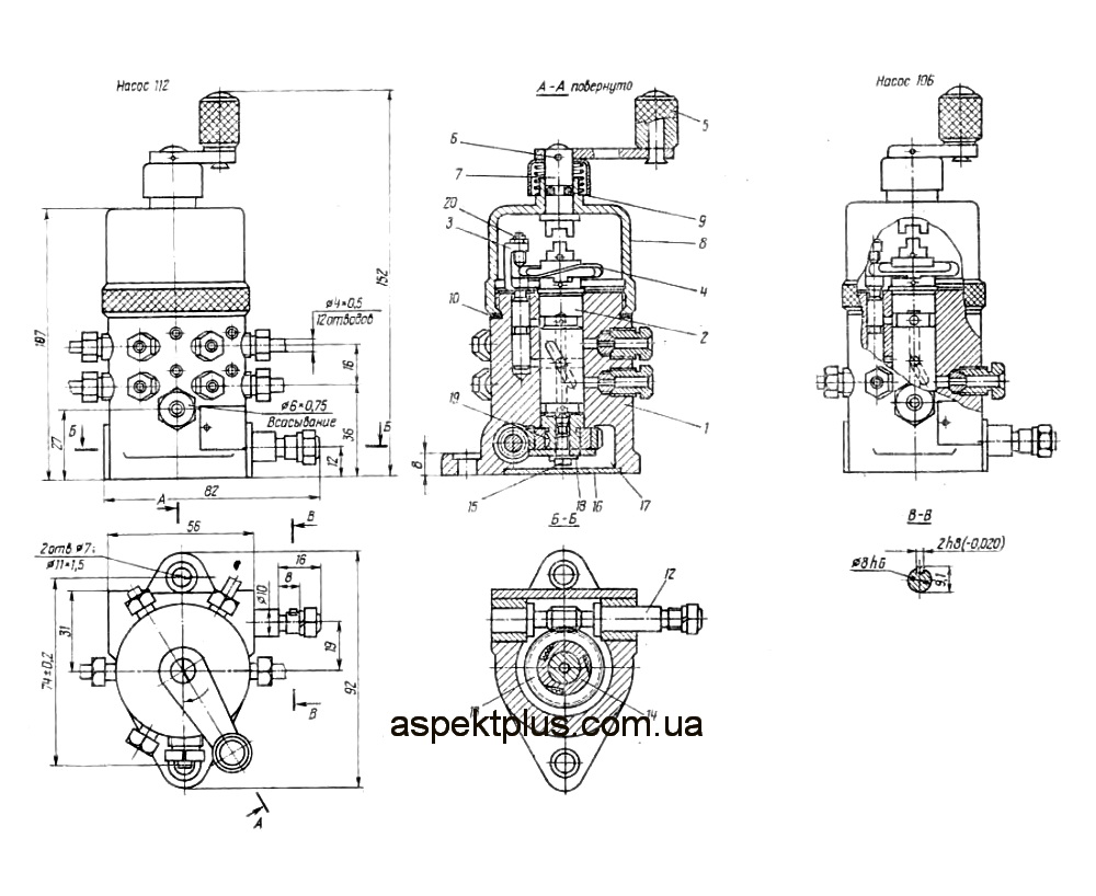 Габаритные и присоединительные размеры лубрикаторов С18, С17
