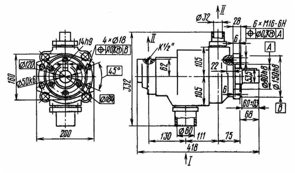 Размеры насосов Г12-25, 5Г12-26, 8Г12-25, 8Г12-26, 12Г12-25, 12Г12-26, 18Г12-25, 18Г12-26, 25Г12-25, 25Г12-26, 35Г12-25, 35Г12-26