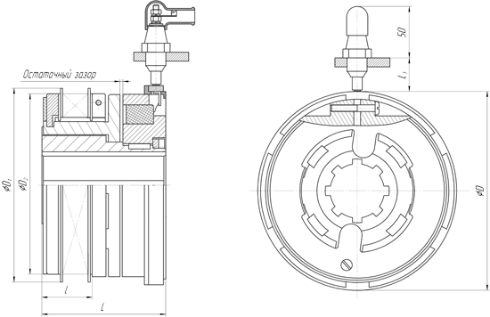 Габаритные размеры, характеристики муфт ЭТМ 051, ЭТМ 091, ЭТМ 101