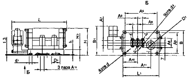 Габаритные и присоединительные размеры пневмораспределителей В64-24А-05, В64-25А-05, В64-34А-05