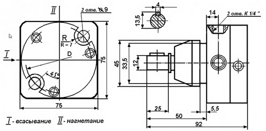 Габаритные и присоединительные размеры насосов С12-41, С12-42, С12-43