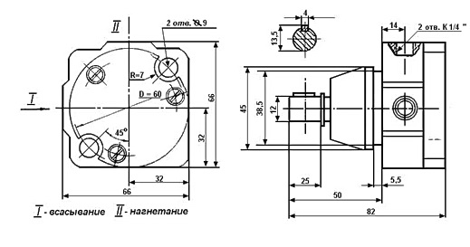 Габаритные и присоединительные размеры насосов С12-51, С12-52, С12-53