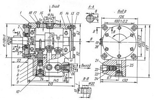 Габаритные и присоединительные размеры, принцип работы насоса Н400 (Н401, Н403)