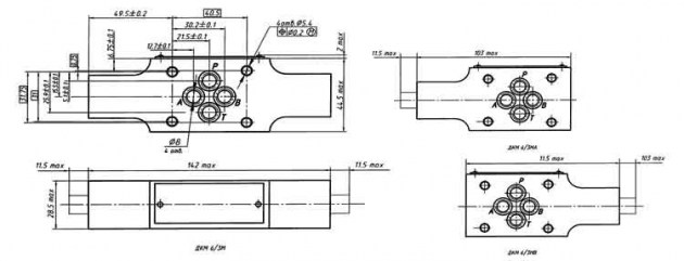 Чертёж (размеры) гидродросселя ДКМ 6/3