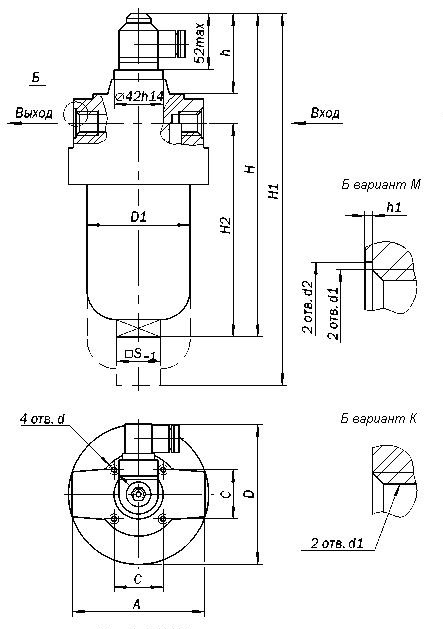Габаритные и присоединительные размеры ФГМ 16