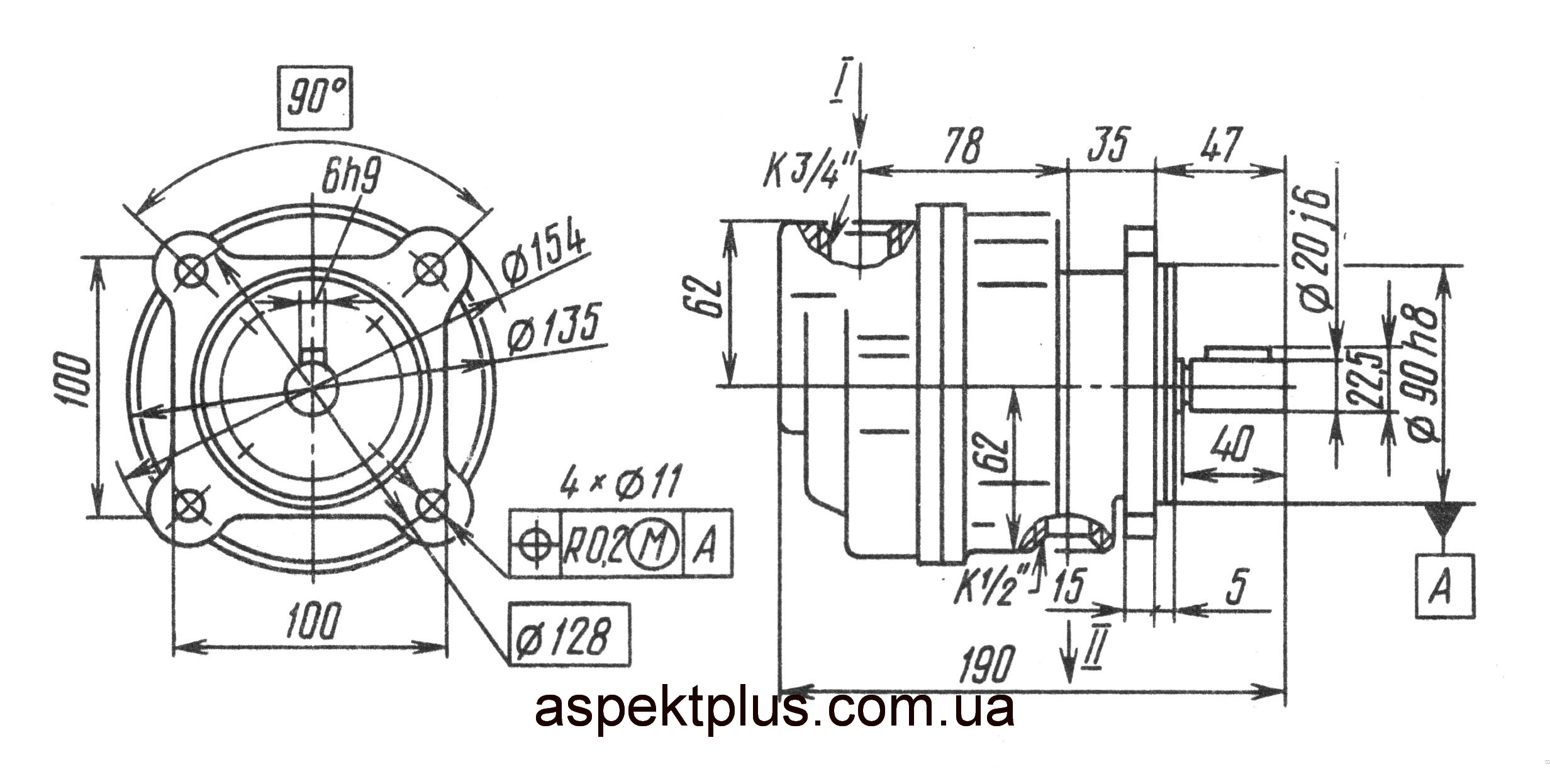 Присоединительные размеры пластинчатых насосов Г12-3 (первый габарит)