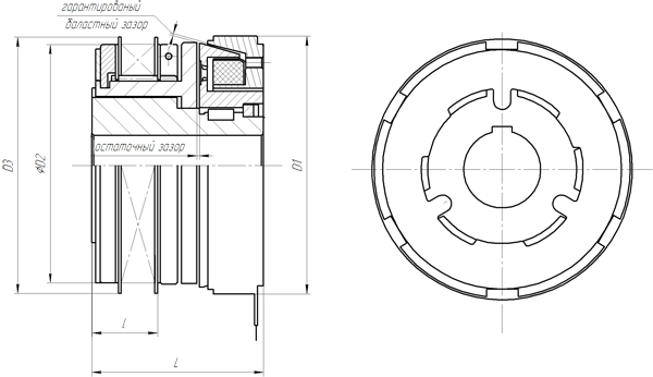Габаритные размеры, характеристики муфт ЭТМ 073, ЭТМ 093, ЭТМ 123