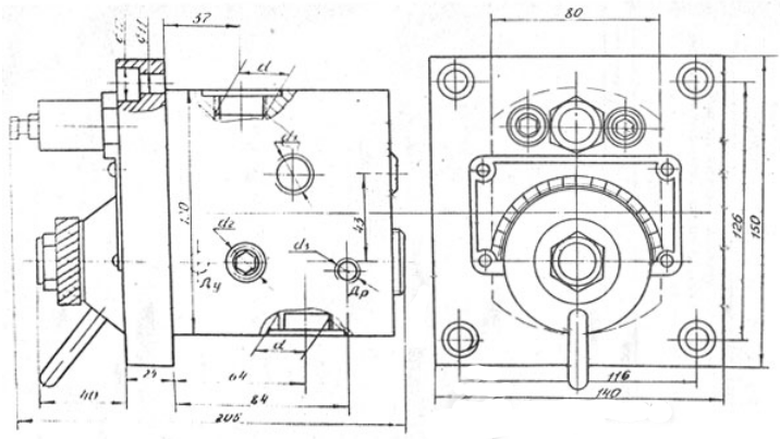 Габаритные и присоединительные размеры Г55-13(14), Г55-23(24)