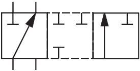 574Е = электромагнит со стороны канала В, в переходном состоянии золотника все каналы перекрыты:
