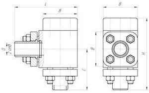 Габаритные и присоединительные размеры (мм) гидроклапанов Г51-31, Г51-32, Г51-33, Г51-34, Г51-35, Г51-36