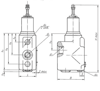 Размеры клапанов трубного монтажа ПГ66-32, ПГ66-34, ПГ66-35