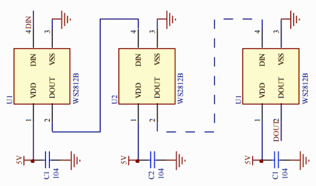 ws2812b включение последовательно