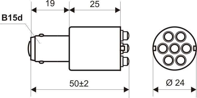 Чертеж светодиодной лампы ЛСО 10 с цоколем B15d Чертеж светодиодной лампы ЛСО 10 с цоколем B15d